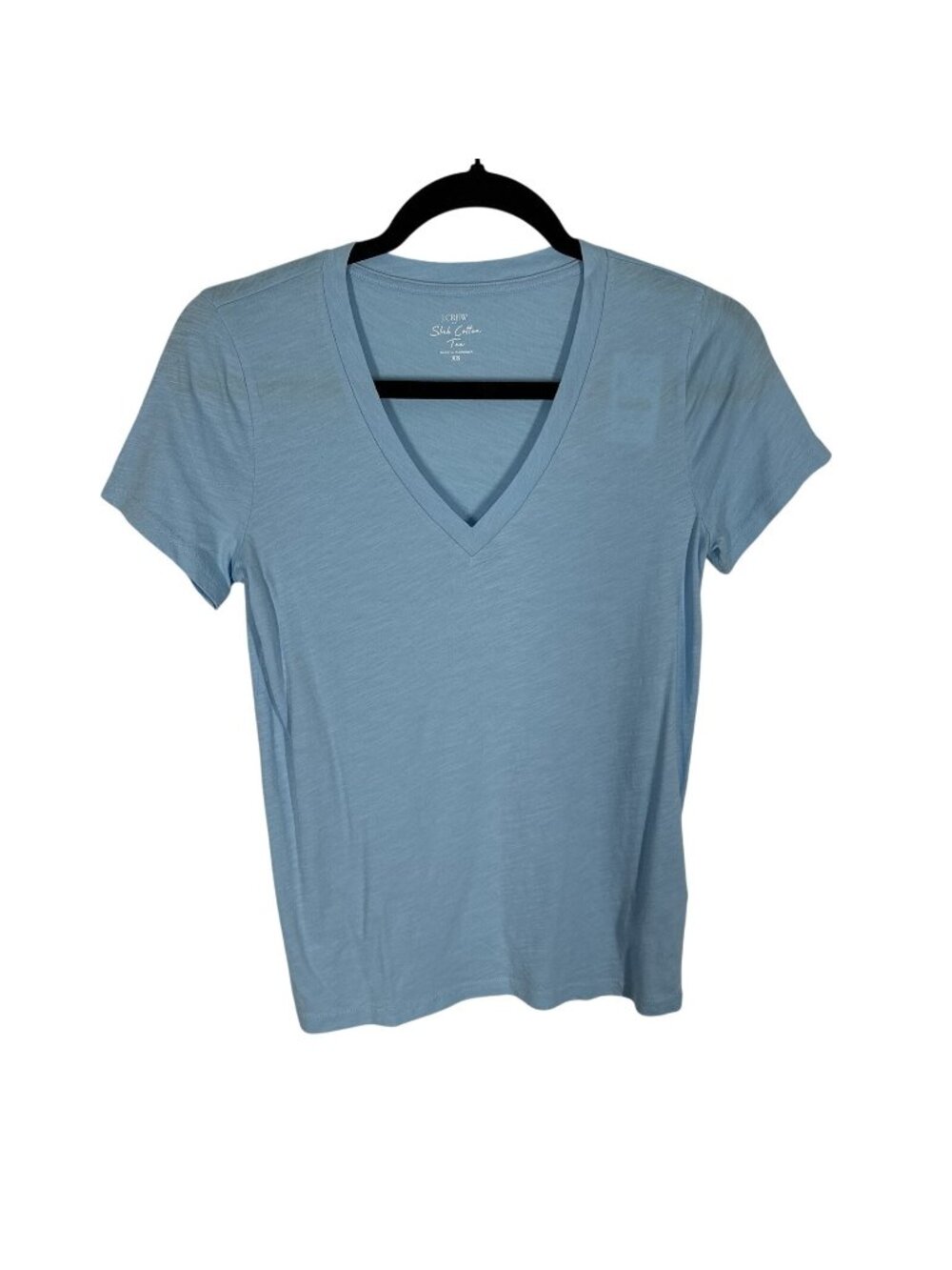 J.Crew Factory Wmn XS Light Blue Short-Sleeve Vintage Slub Cotton V-Neck Tee NWT